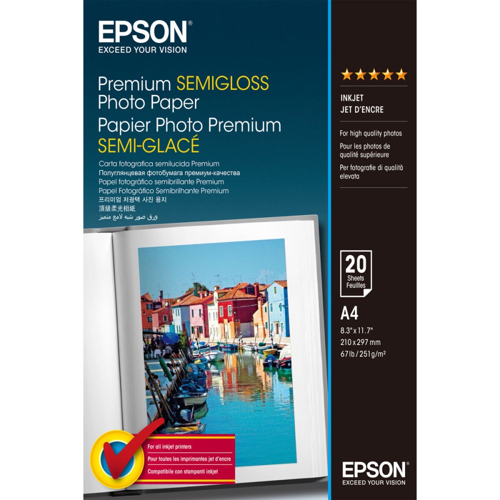 Glossy Photo Paper Epson C13S041332 A4 20 Sheets 251 g/m² (1 Unit)