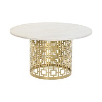 Centre Table DKD Home Decor White Golden Metal Marble 76 x 76 x 43 cm