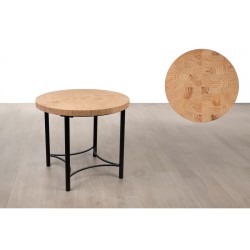 Table d'appoint Romimex Noir Naturel Métal Bois de pin 50 x 52 x 50 cm