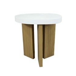 Side table Romimex White Natural MDF Wood 46 x 48 x 36 cm