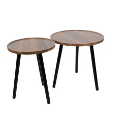 Ensemble de tables Romimex Marron Noir Bois Métal 2 Pièces