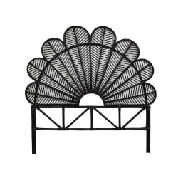 Headboard Romimex Black Rattan 160 x 160 x 5 cm