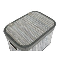 Set de basket DKD Home Decor Blanc Gris Bambou Bois MDF 51 x 35 x 33 cm