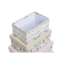 Set of Stackable Organising Boxes DKD Home Decor animals Flowers Cardboard (43,5 x 33,5 x 15,5 cm)