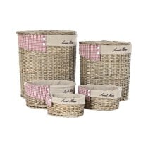 Set of Baskets DKD Home Decor Red Beige Natural wicker Cottage 51 x 37 x 56 cm (5 Pieces) (5 Units)