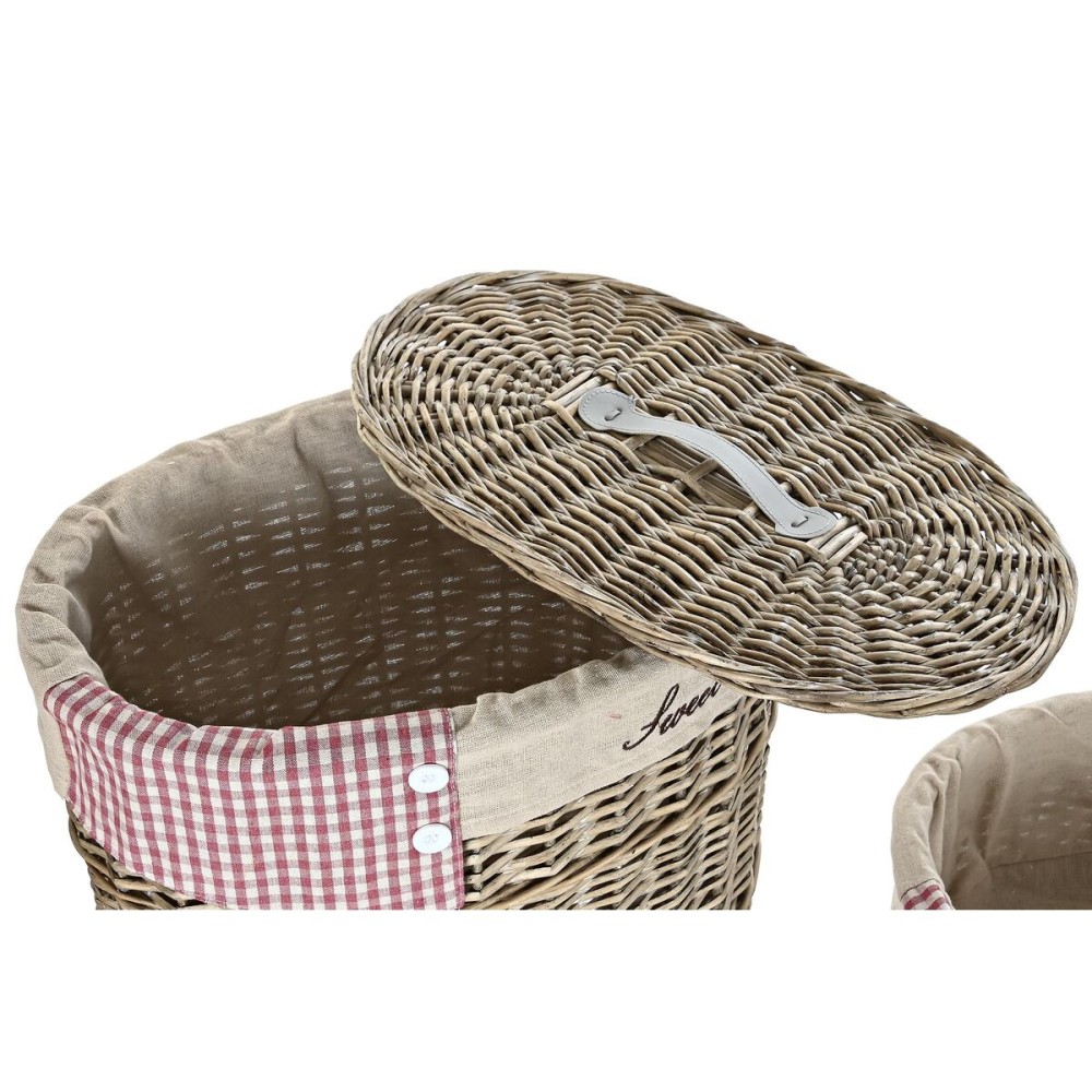 Set of Baskets DKD Home Decor Red Beige Natural wicker Cottage 51 x 37 x 56 cm (5 Pieces) (5 Units)