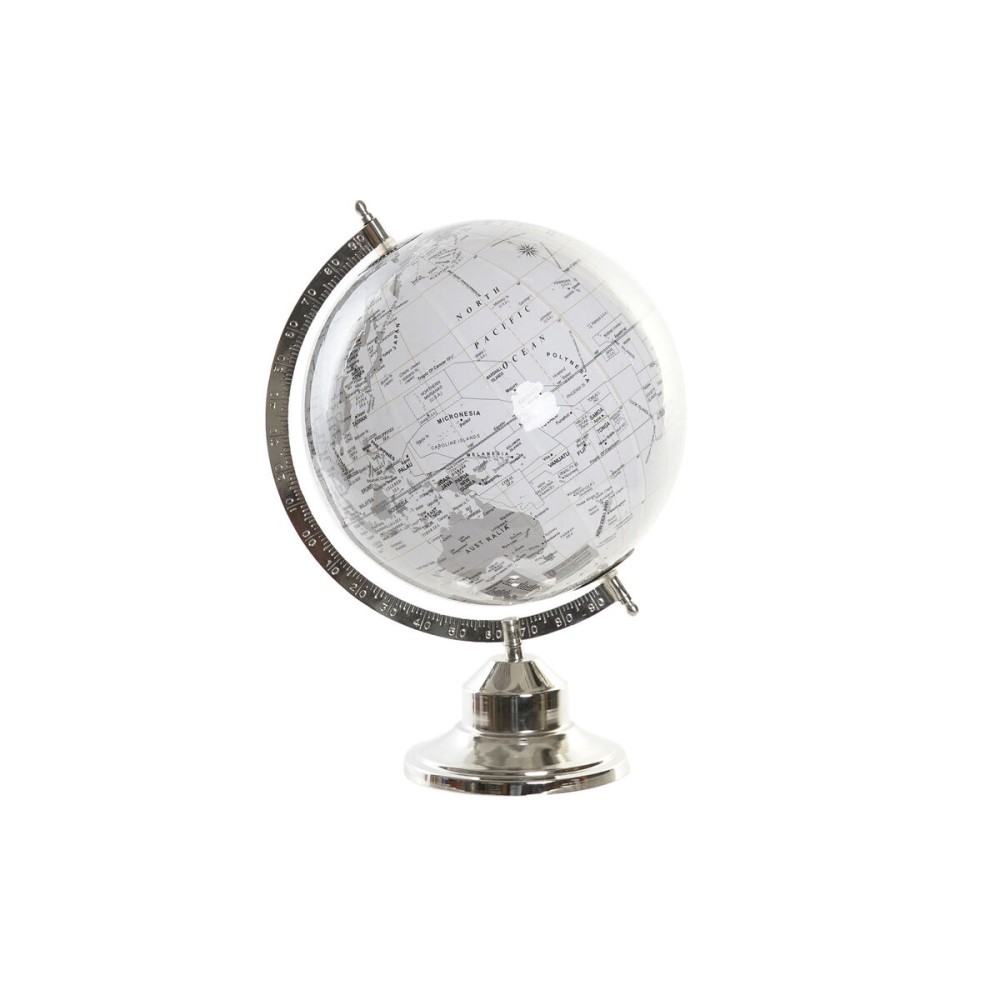 Globe terrestre DKD Home Decor Blanc Gris Argenté PVC Aluminium 27 x 25 x 38 cm