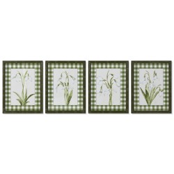 Cadre Home ESPRIT Vert Beige Shabby Chic Plantes botaniques 30 x 2,5 x 40 cm (4 Unités)