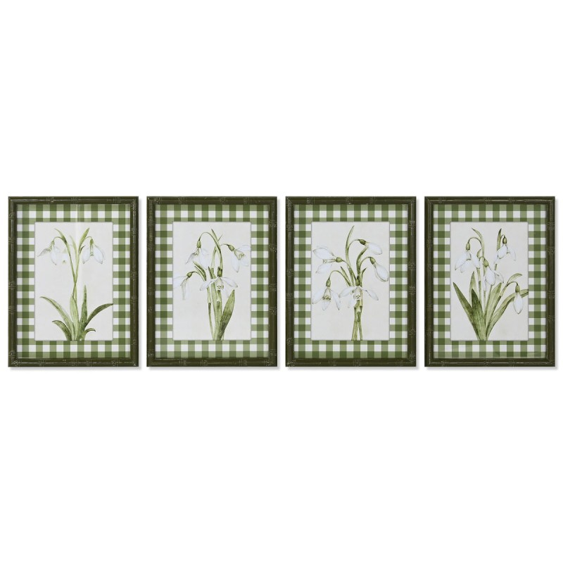 Cadre Home ESPRIT Vert Beige Shabby Chic Plantes botaniques 30 x 2,5 x 40 cm (4 Unités)