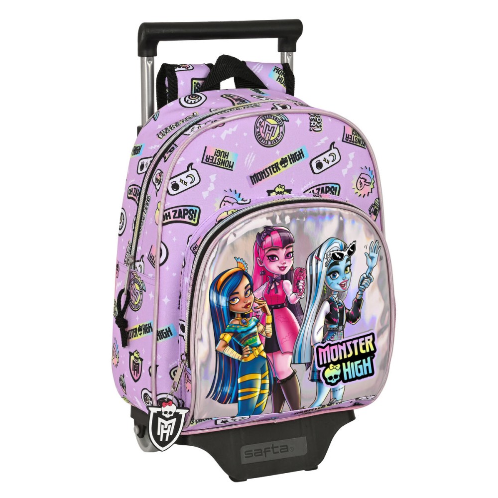 Cartable à roulettes Monster High Best boos Lila 28 x 34 x 10 cm