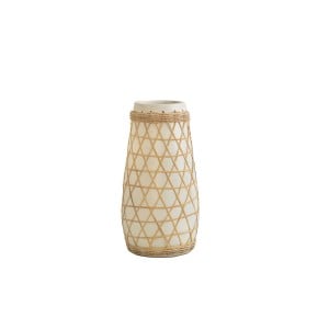 Vase Romimex White Ceramic Rattan 20 x 40 x 20 cm