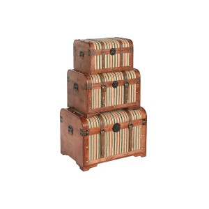 Set of Chests Home ESPRIT Wood Canvas Colonial 61 x 43 x 42,5 cm 60 x 43,5 x 42 cm (3 Units)