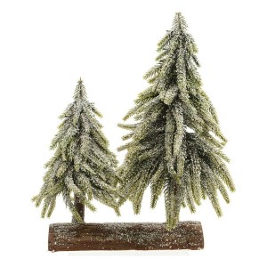 Weihnachtsbaum Double Verschneit Hölzerner Sockel (28 x 16 x 28 cm)