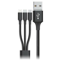 USB Cable to Micro USB, USB-C and Lightning Goms Black 1, 2 m