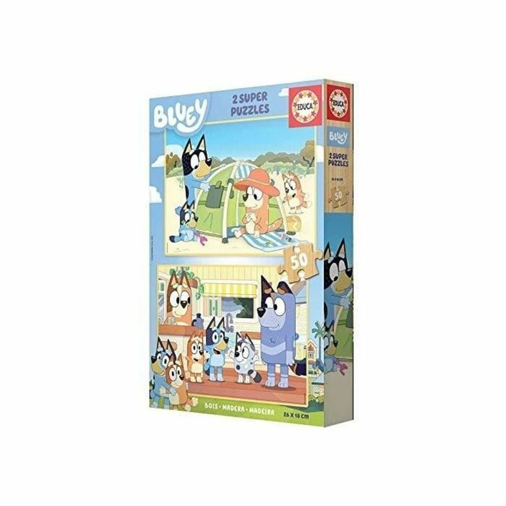 Set mit 2 Puzzeln Bluey Holz 50 Stücke