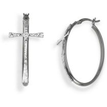 Ladies' Earrings Amen CERCHIO E CROCE BLACK