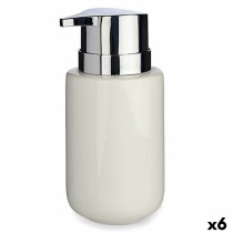 Soap Dispenser White Silver Metal Ceramic 300 ml (6 Units)