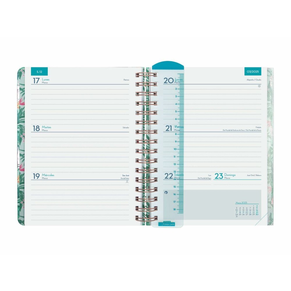 Agenda Finocam Tropic Multicouleur quarto 15,5 x 21,2 cm 2024-2025 Enseignant