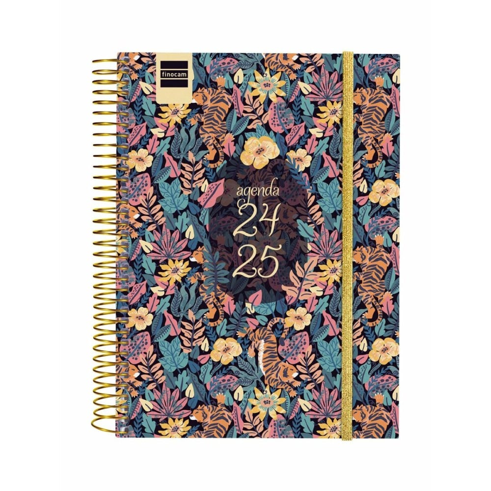 Diary Finocam Tiger Multicolour Quarto 15,5 x 21,2 cm 2024-2025