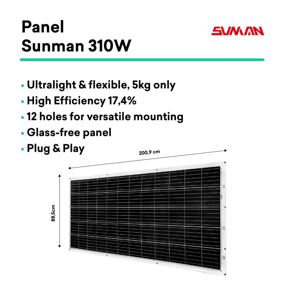 TORNASOL Self-installable solar kit 300W, flexible ultra-light monocrystalline solar panel