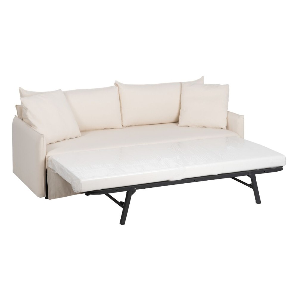 Canapé Convertible 200 x 94 x 86 cm Tissu Synthétique Crème