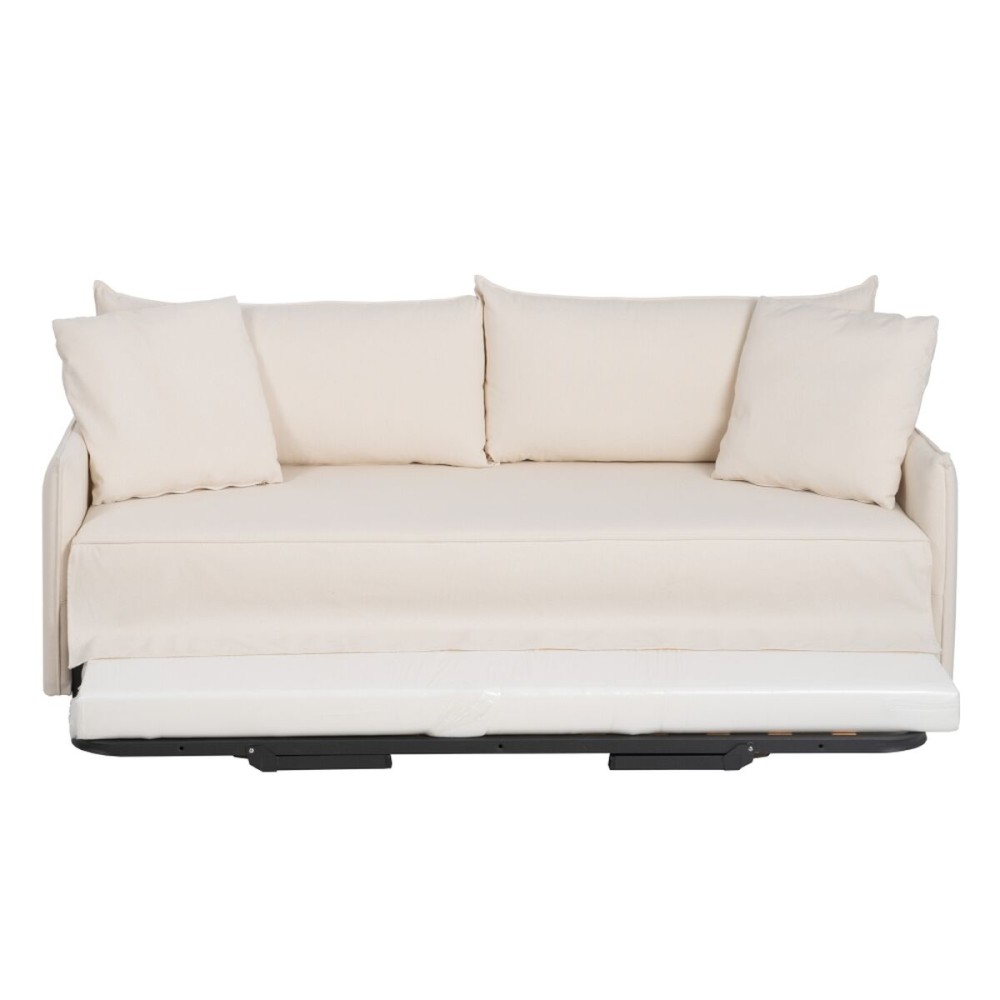 Sofabed 200 x 94 x 86 cm Synthetic Fabric Cream