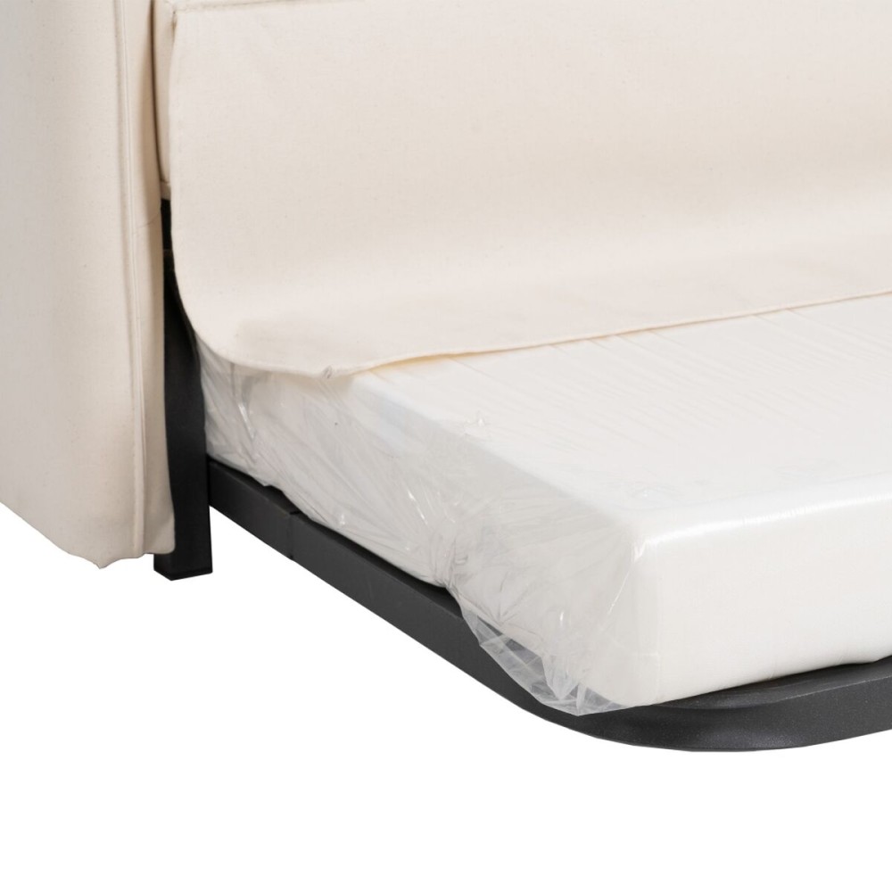 Canapé Convertible 200 x 94 x 86 cm Tissu Synthétique Crème