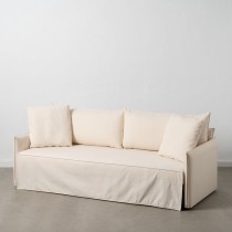 Canapé Convertible 200 x 94 x 86 cm Tissu Synthétique Crème