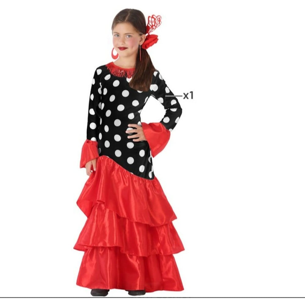 Déguisement pour Adultes Flamenca Noir Rouge Espagne