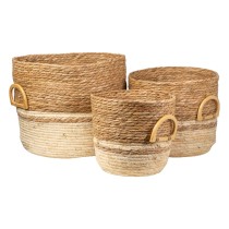 Set of Baskets Romimex Beige Natural Fibre 40 X 35 X 40 CM