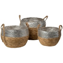 Lot de paniers Romimex Argenté Fibre naturelle 31 x 25 x 31 cm 3 Pièces