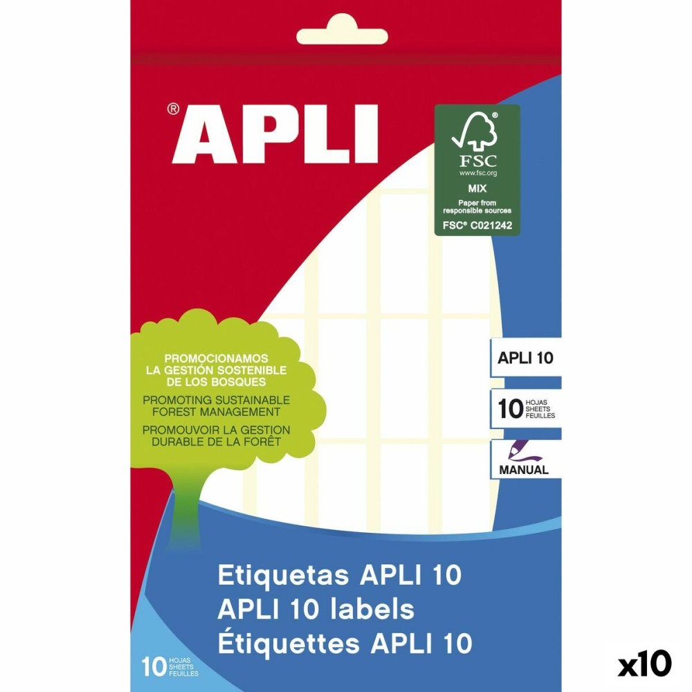 Étiquettes adhésives Apli APLI 10 Blanc Papier 10 Volets 12 x 30 mm (10 Unités)