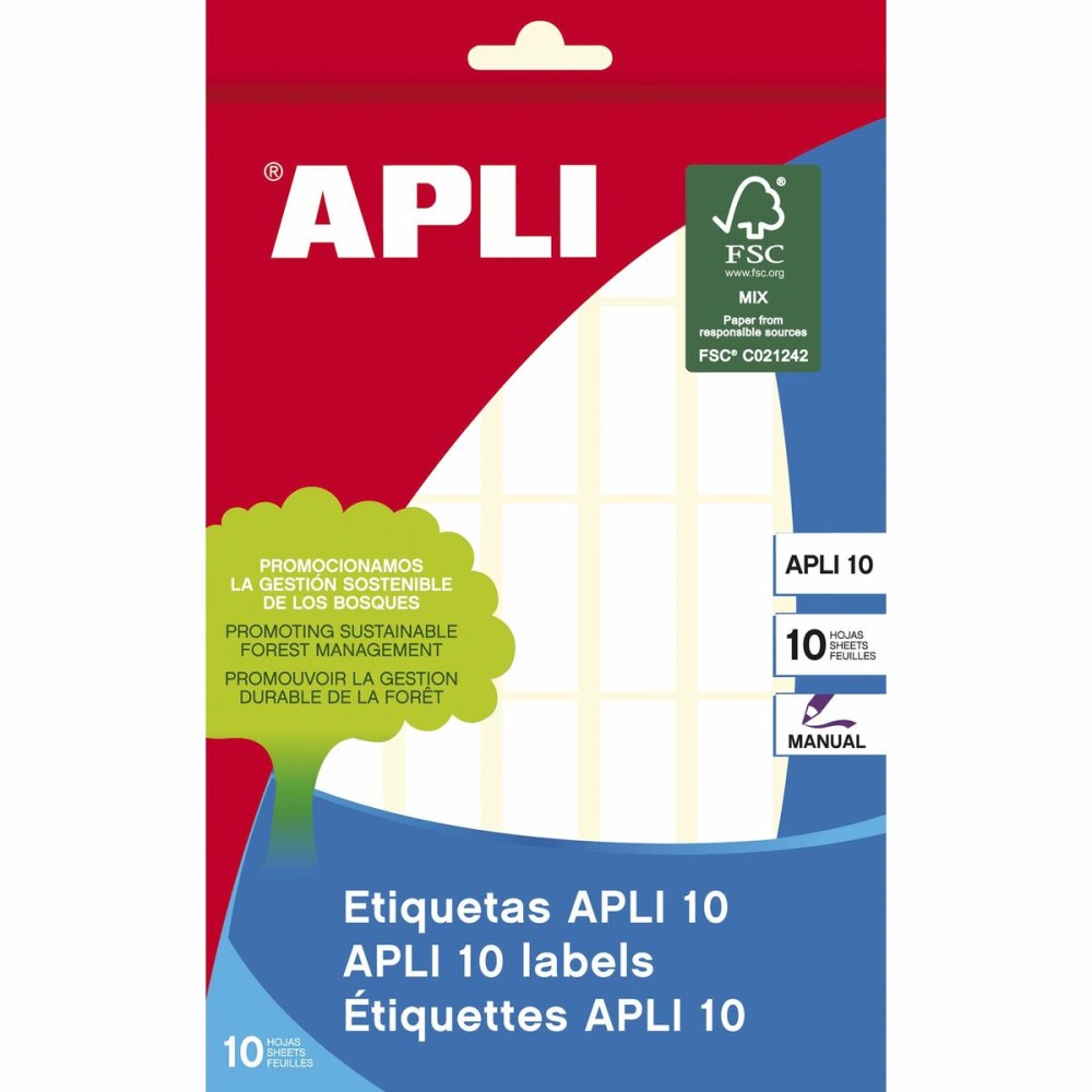 Étiquettes adhésives Apli APLI 10 Blanc Papier 10 Volets 12 x 30 mm (10 Unités)