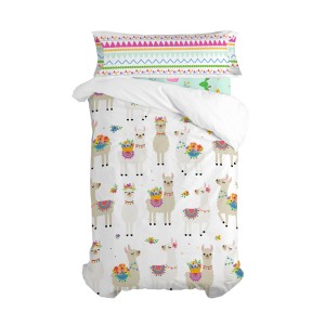 Duvet cover set HappyFriday Moshi Moshi Cute Llamas Multicolour 2 Pieces