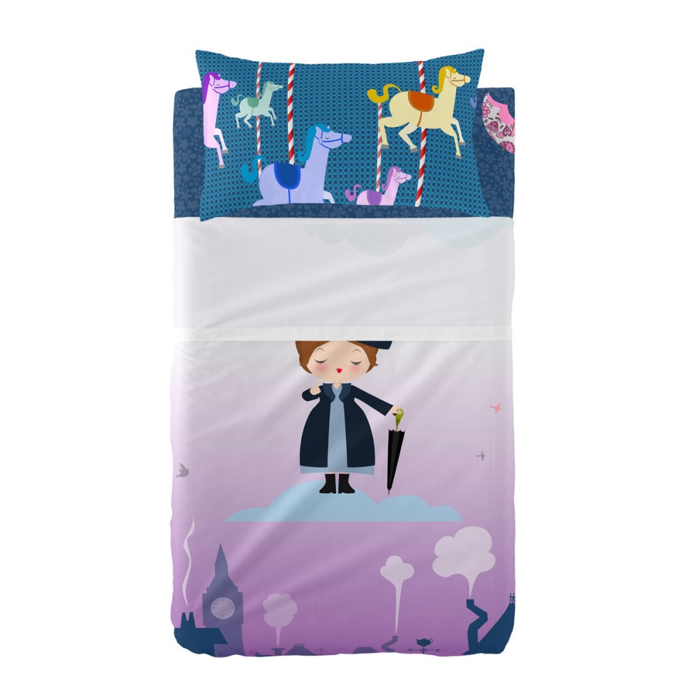 Jeu de draps HappyFriday Mr Fox Nanny Multicouleur Lit de bébé 2 Pièces