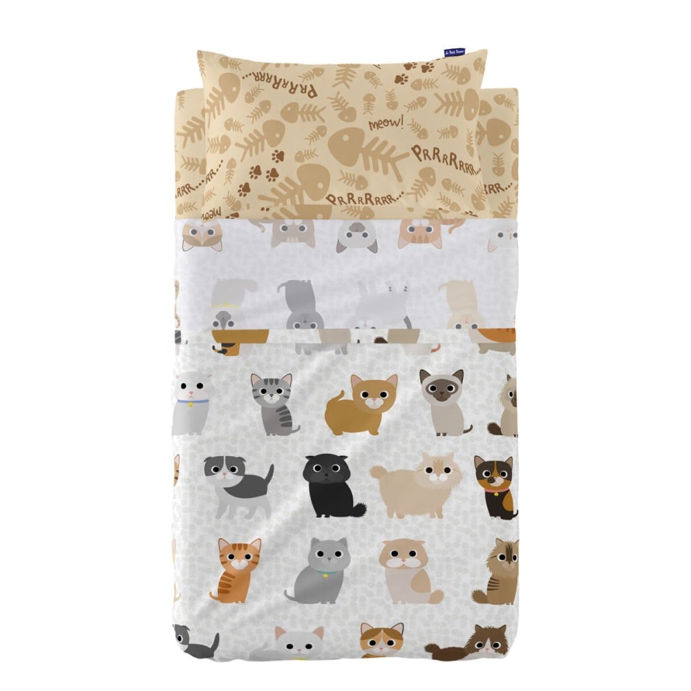 Jeu de draps HappyFriday Mr Fox Cats Multicouleur Lit de bébé 2 Pièces