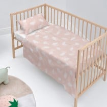 Bedding set HappyFriday Basic Kids Clouds Pink Baby Crib 2 Pieces