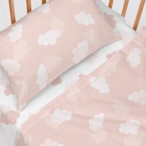 Bettwäsche-Set HappyFriday Basic Kids Clouds Rosa Babybettchen 2 Stücke