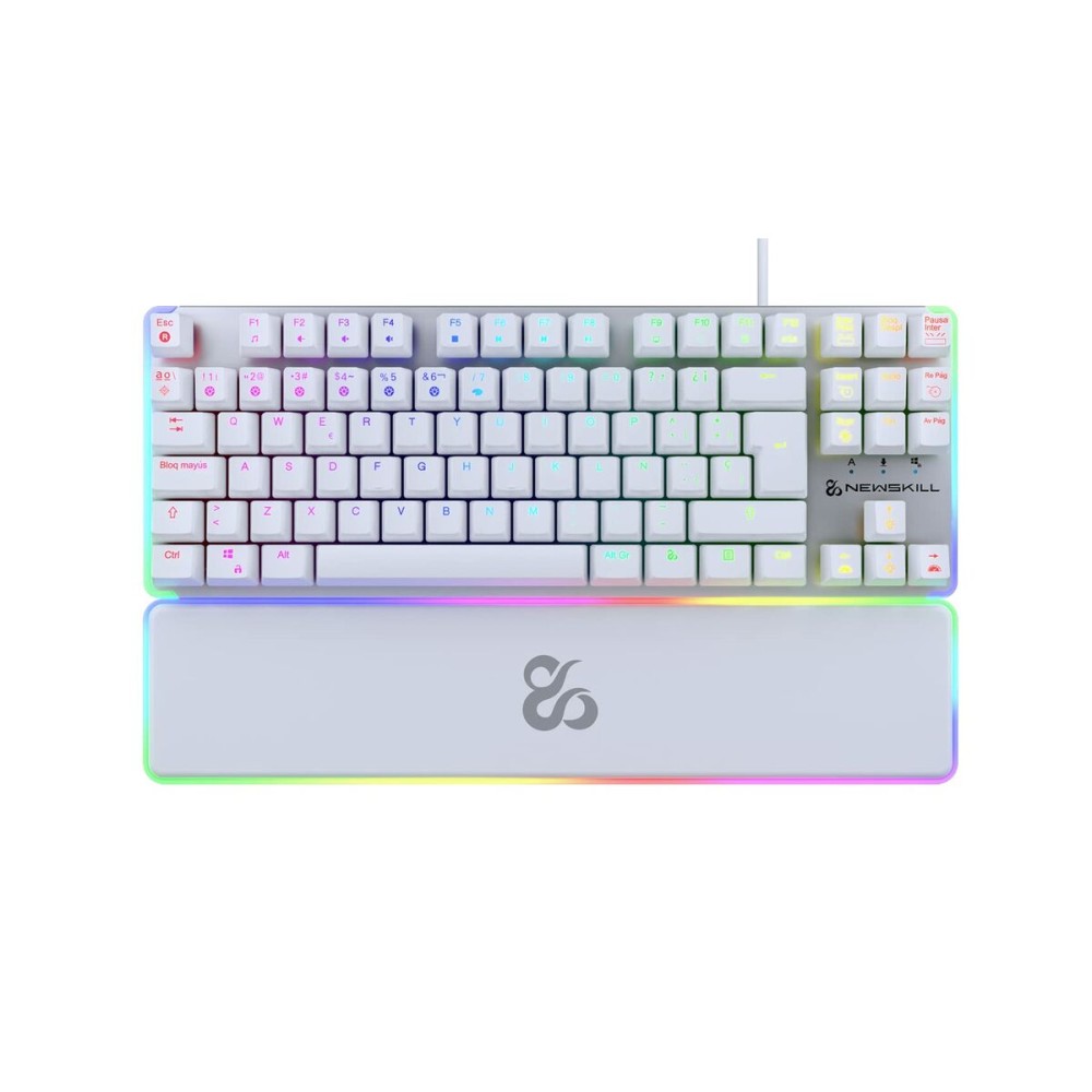 Gaming Tastatur Newskill Gungnyr TKL Pro Ivory LED RGB Qwerty Spanisch