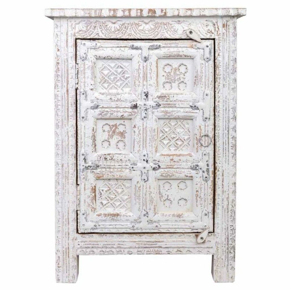 Table de Nuit Alexandra House Living Blanc Marron 40 x 53 x 73 cm