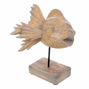 Figurine Décorative Alexandra House Living Gris Brun foncé Bois Fer Poisson 31 x 24 x 30 cm