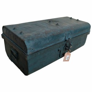 Valise décorative Alexandra House Living Bleu Fer Style artisanal 33 x 25 x 66 cm