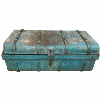 Dekorativer Koffer Alexandra House Living Blau Eisen Handwerks-Stil 34 x 23 x 64 cm