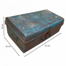 Valise décorative Alexandra House Living Bleu Fer Style artisanal 35 x 24 x 61 cm