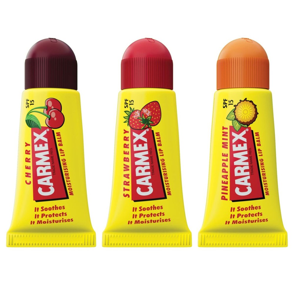 Moisturising Lip Balm Carmex Triplo Strawberry Pineapple 3 Pieces Cherry Spf 15