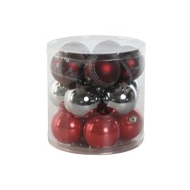 Boules de Noël Home ESPRIT Rouge Argenté Polyéthylène 21,5 x 21,5 x 22,5 cm (15 Pièces)