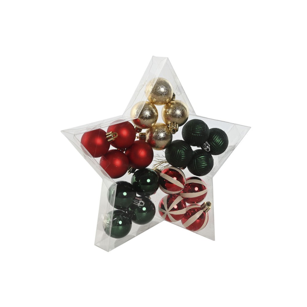 Christmas Baubles Home ESPRIT Red Green Polyethylene 27 x 4 x 26 cm (20 Pieces)