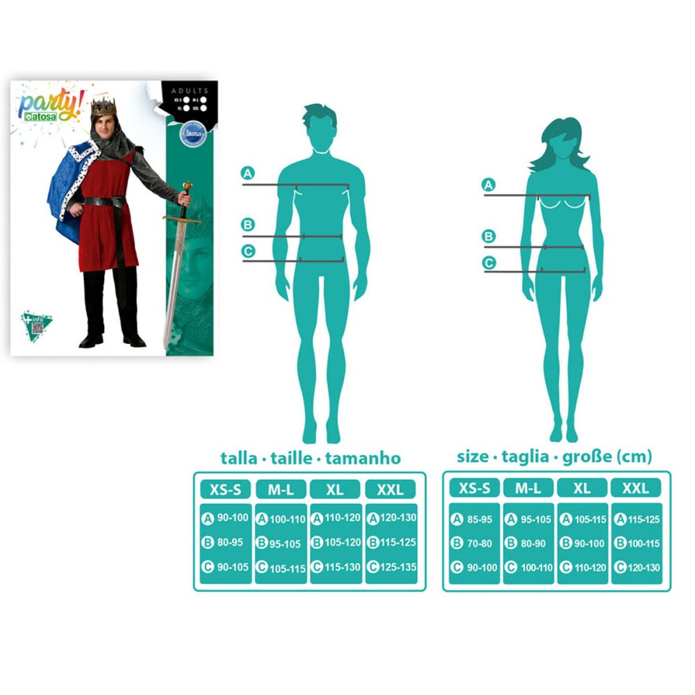 Verkleidung für Erwachsene Mittelalterlicher König XL