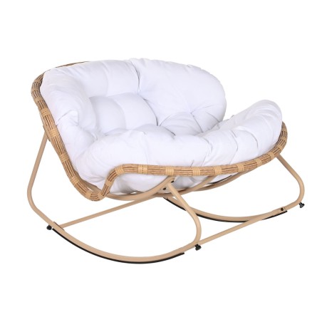 Rocking Chair Home ESPRIT White Brown Steel 108 x 108 x 80 cm