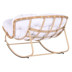 Rocking Chair Home ESPRIT White Brown Steel 108 x 108 x 80 cm